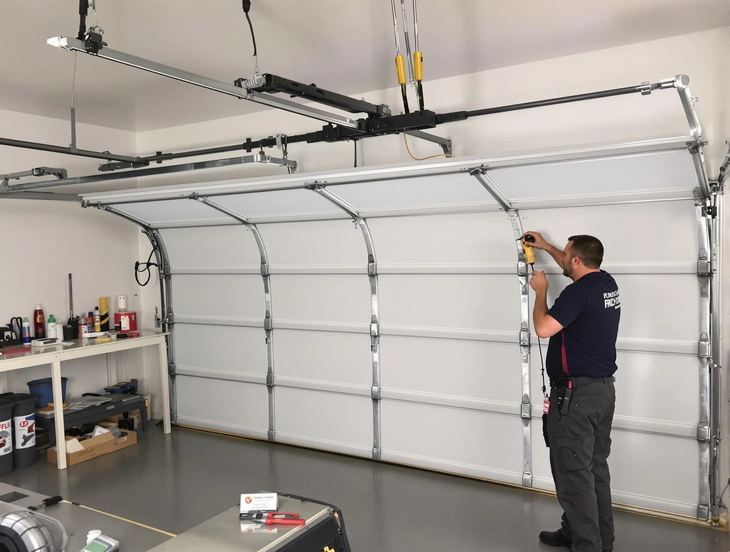 Golden Garage Door Repair certified technician performing overhead door system repair in Golden