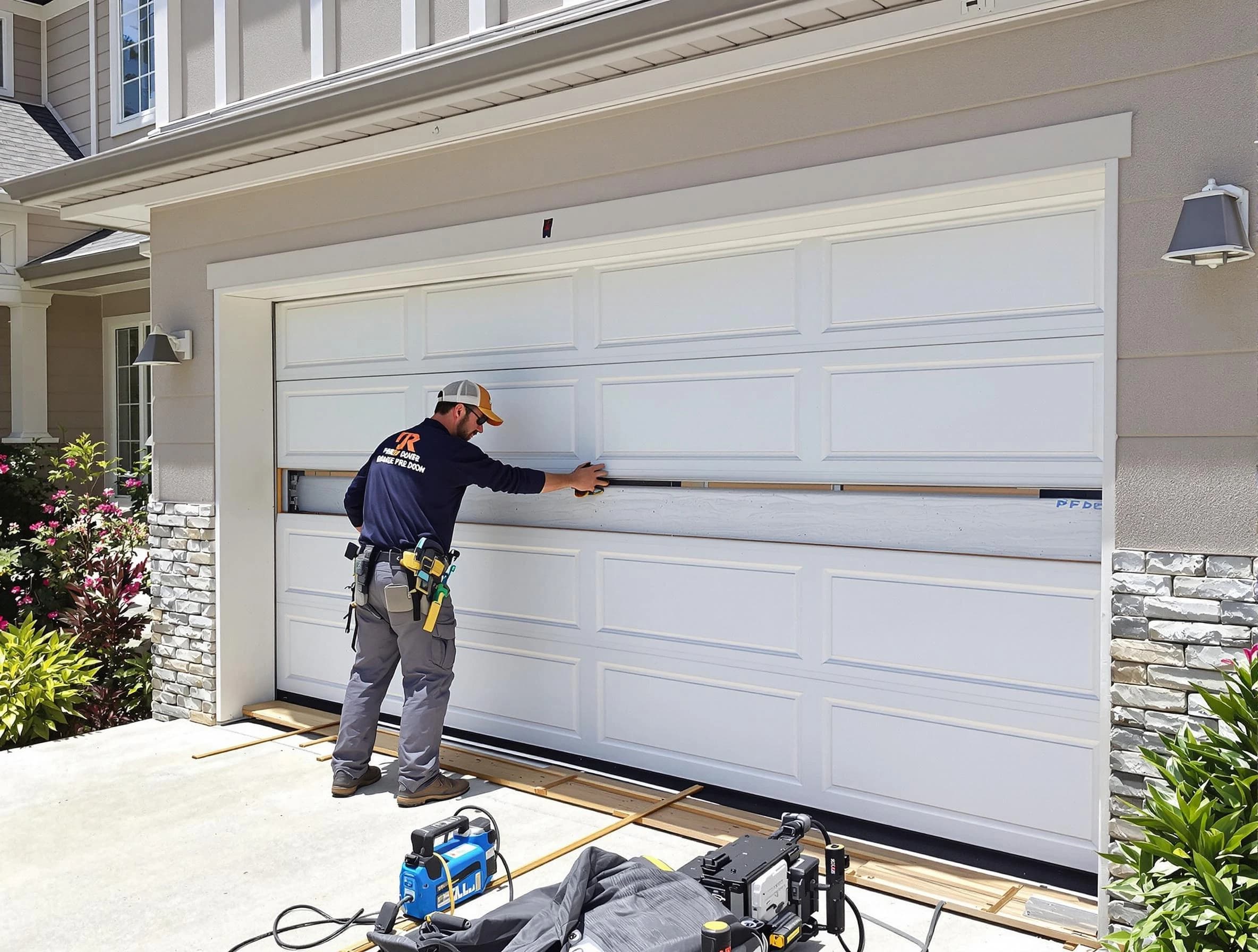 Golden Garage Door Repair team performing complete garage door replacement at Golden residence
