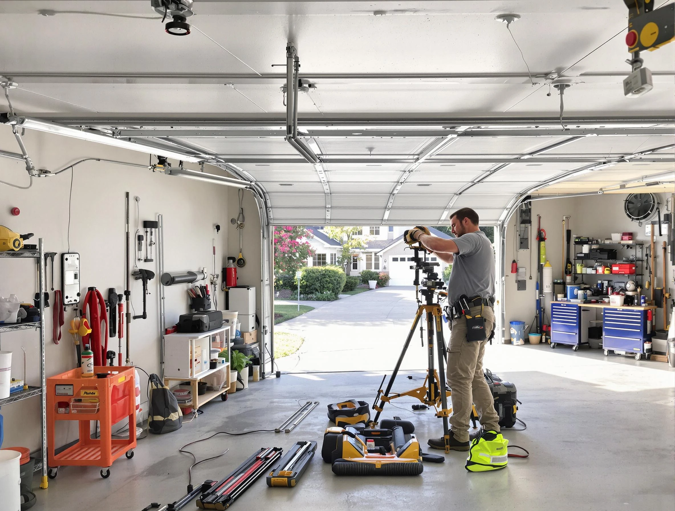Golden Garage Door Repair specialist performing laser-guided track alignment in Golden